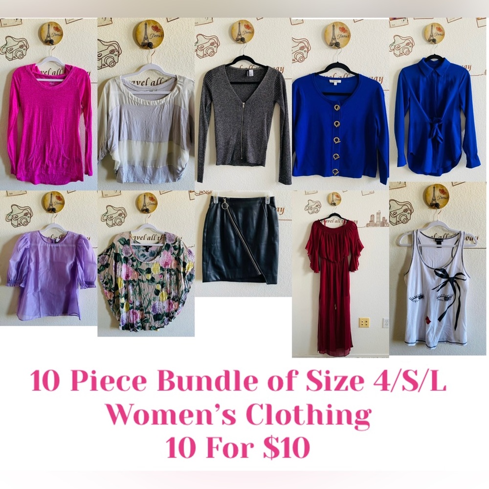 10 for $10 Bundle of Sweaters Tops Dress & Skirt Sizes 4 Small & Large